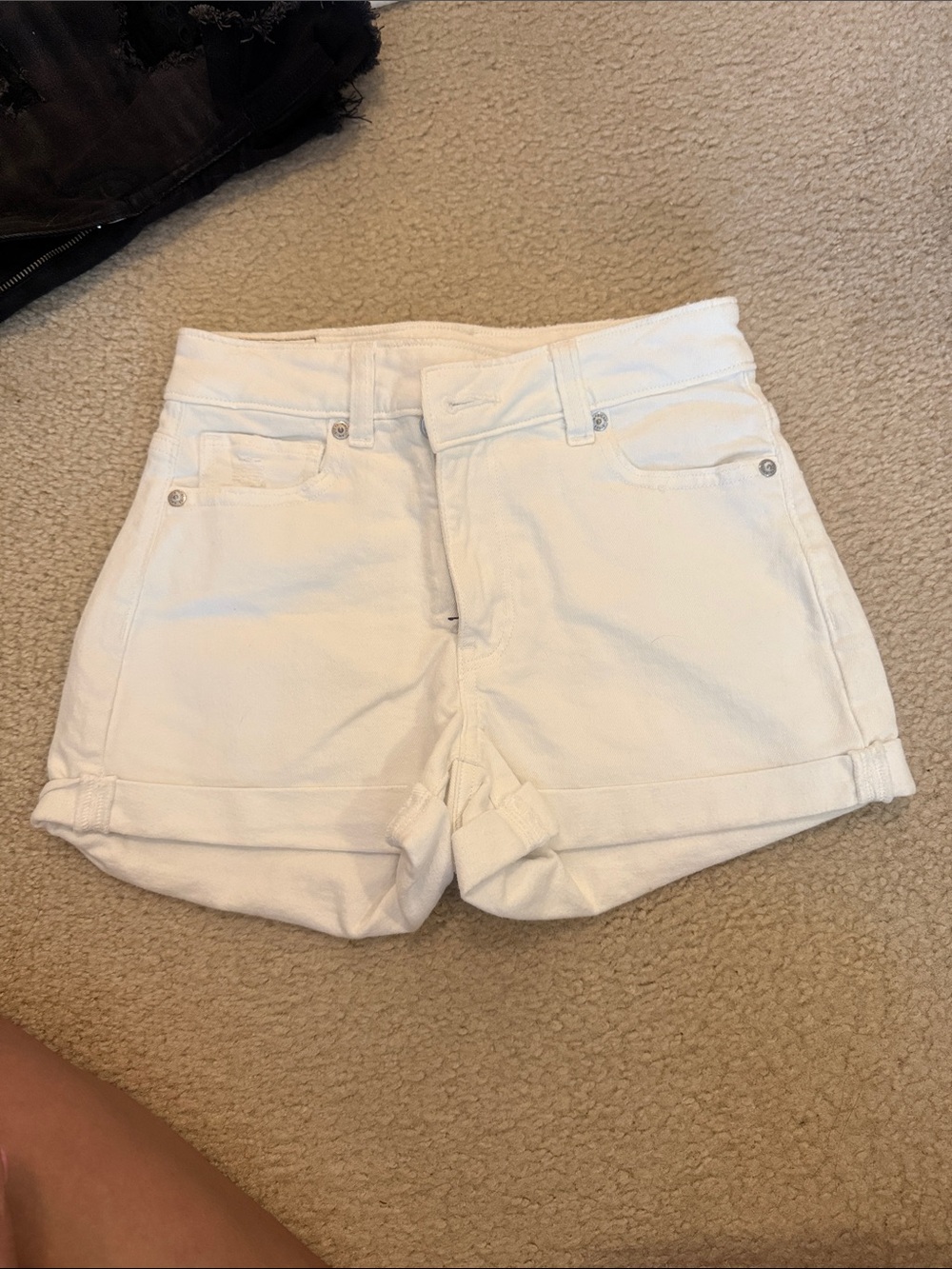 American Eagle Outfitters White High-Rise Cuffed Denim Shorts